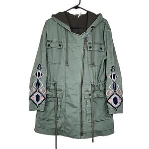 Free People Embroidered Parka Coat Jacket